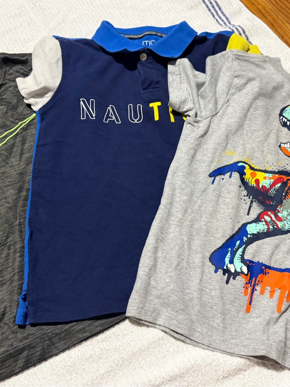 Nike ,Nautica Boys Navy Polo with Bright Blue Collar and Yellow Lettering
